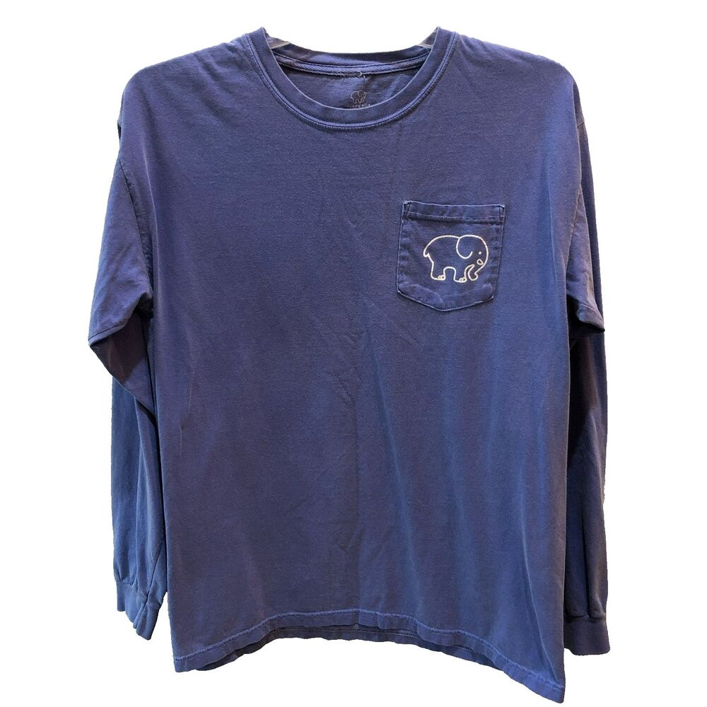 Ivory Ella Long Sleeve Pocket Shirt Large Save The Elephants Design T-Shirt Sz L
